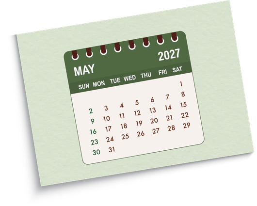Calendar for May 2027 with the 27th marked.